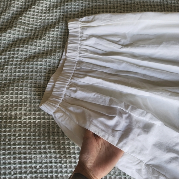 100% Cotton Eyelet Hem A Line Midi Skirt with Pockets - Picture 3 of 5